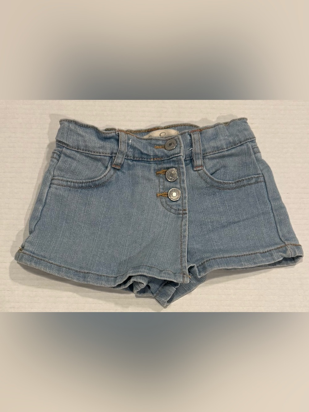 Jessica Simpson Baby Girls Light Wash Button Fly Denim Shorts Size 12 Months
